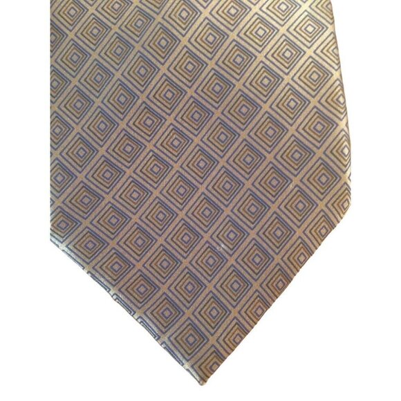 Alfani Mens All Silk Neck‎ Tie Italian Made Copper Tan Squares 3.5” x 59" Italy - Picture 3 of 8